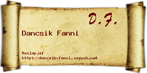 Dancsik Fanni névjegykártya